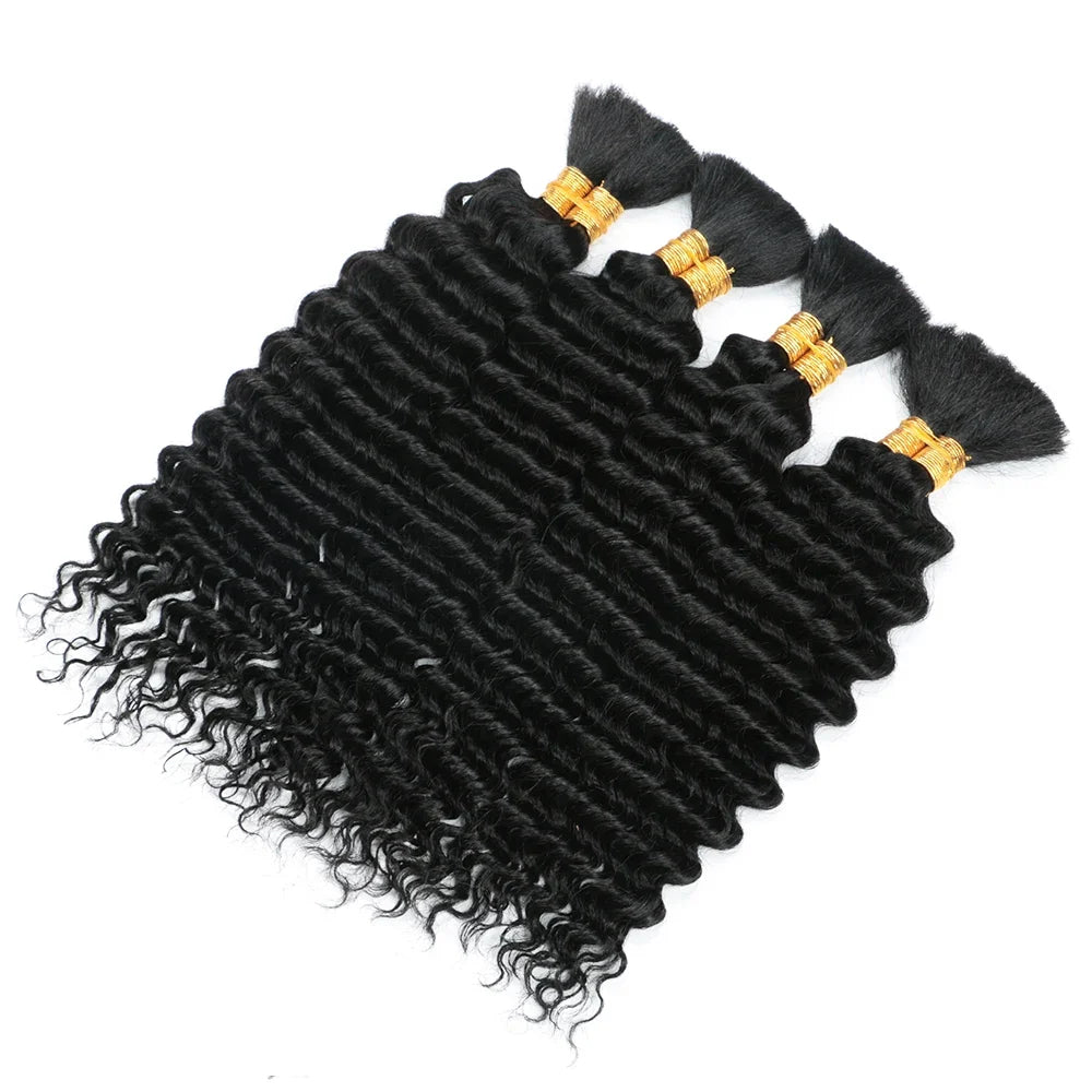 100g Boho Braids Deep Wave Brazilian Human Hair Bulk Bundles No Weft