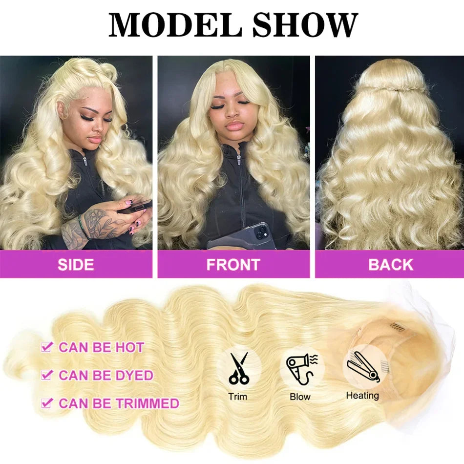 230 Density 13x6 Transparent Lace Frontal Blonde Body Wave Human Hair Wig