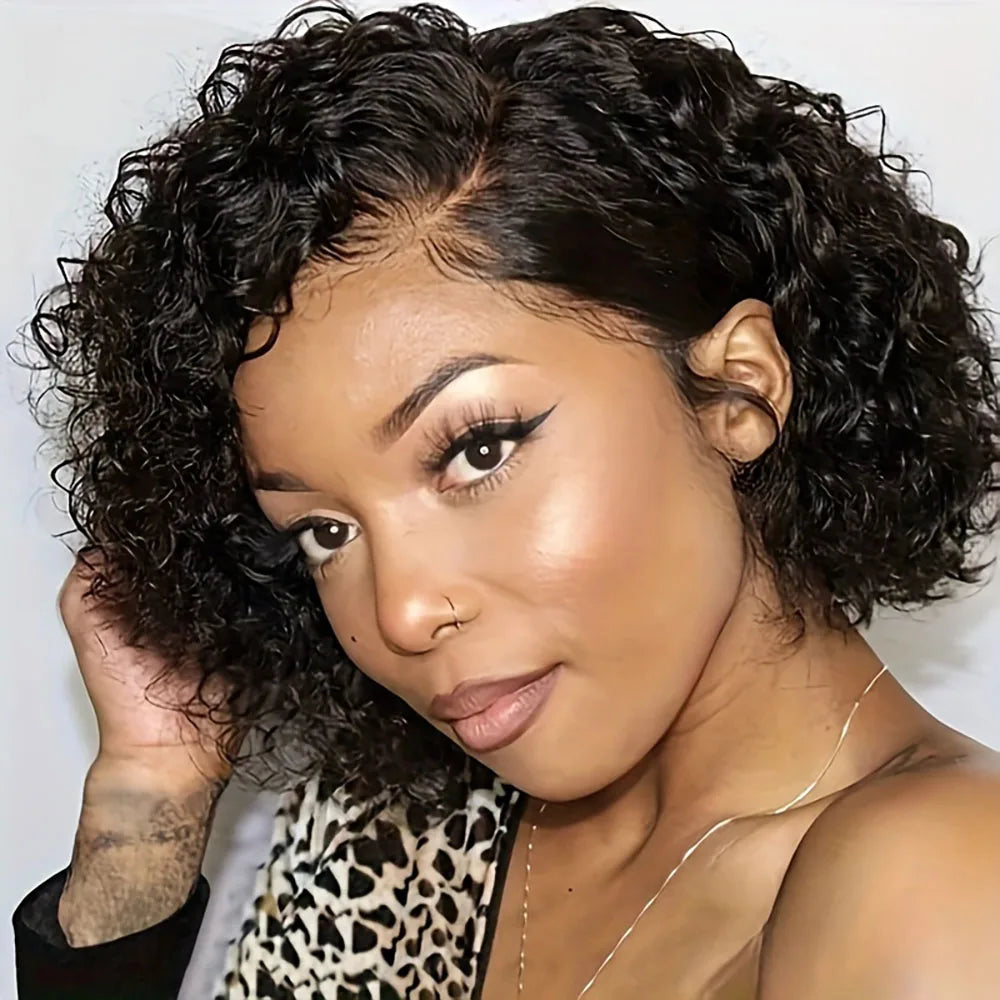 Water Wave Bob Wig 8-16 Inch 100% Human Hair 13x4 Transparent Lace Frontal Pre-Plucked 180% Density