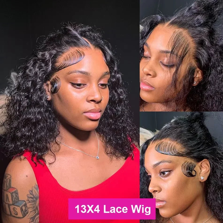 Short Curly Bob Human Hair Wig 13x6 HD Lace Front Pre-Plucked