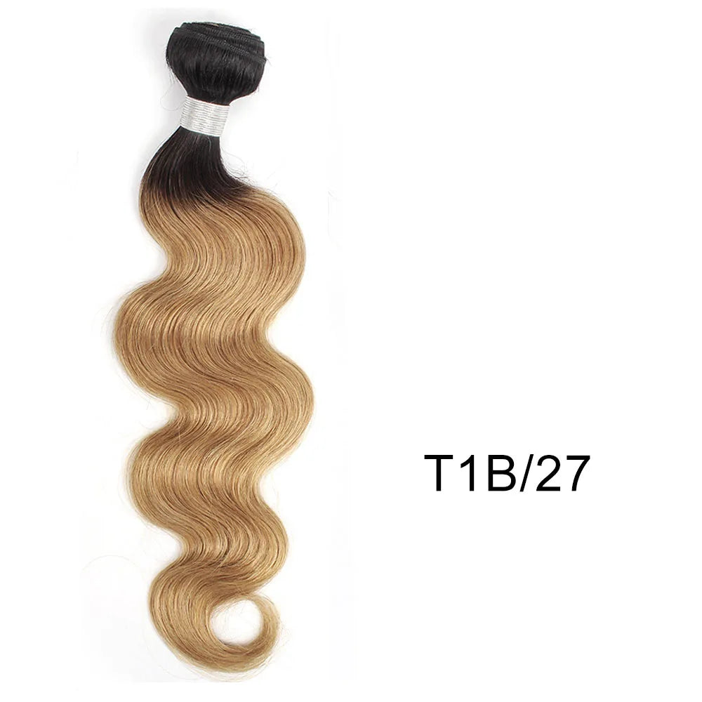1 Bundle 100% Remy Indian Human Hair Body Wave Weave Ombre Blonde #613 Extensions 10-26 Inch Bobbi Collection