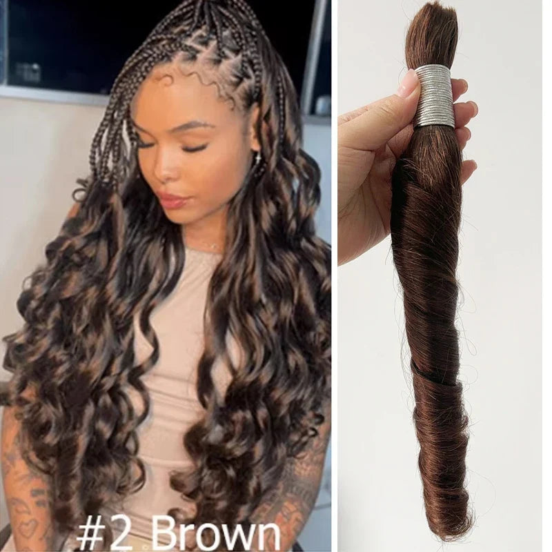 100g Indian Human Hair Bulk Loose Wave for Braiding Blonde Brown #99J #350 Bobbi Extensions