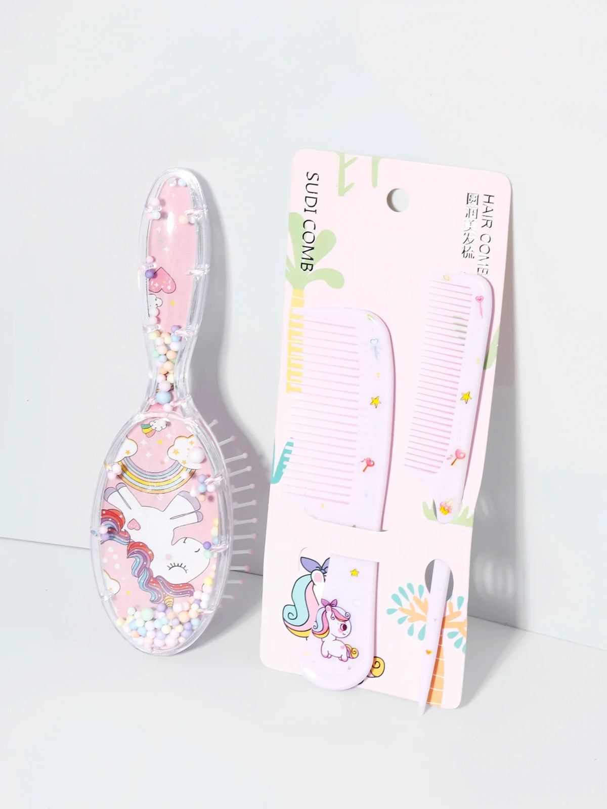 3 Piece Hair Comb and Brush Set Plastic for Dry and Wet Hair