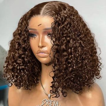 13x4 2x6 Deep Wave Water Wave Bob Wig 300% Density Brazilian Remy HD Lace Frontal Short Human Hair Wig