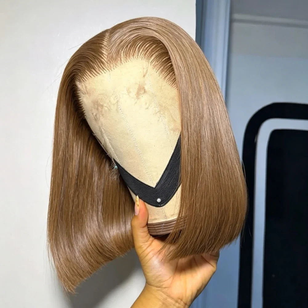 Vietnamese Bone Straight 5x5 Lace Front Glueless Short Bob Wig Human Hair