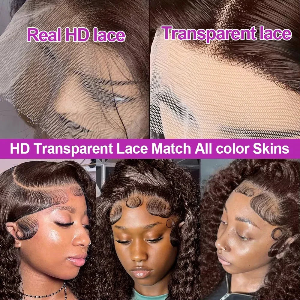 32-38 Inch Brazilian Deep Wave 13x4 Lace Front Human Hair Wig Chocolate Brown