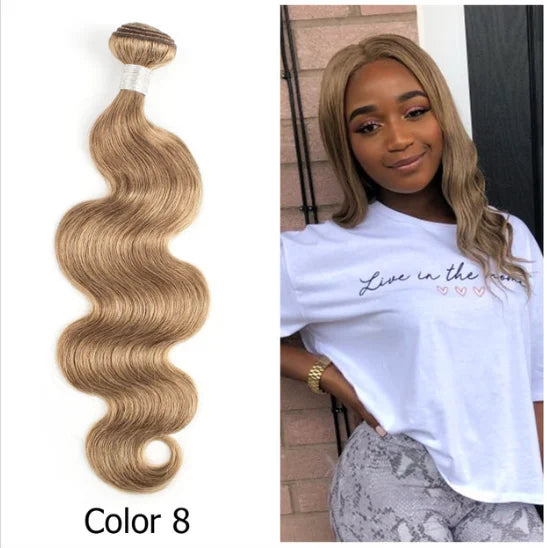 1 Bundle 100% Remy Indian Human Hair Body Wave Weave Ombre Blonde #613 Extensions 10-26 Inch Bobbi Collection