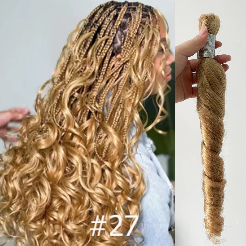 100g Indian Human Hair Bulk Loose Wave for Braiding Blonde Brown #99J #350 Bobbi Extensions