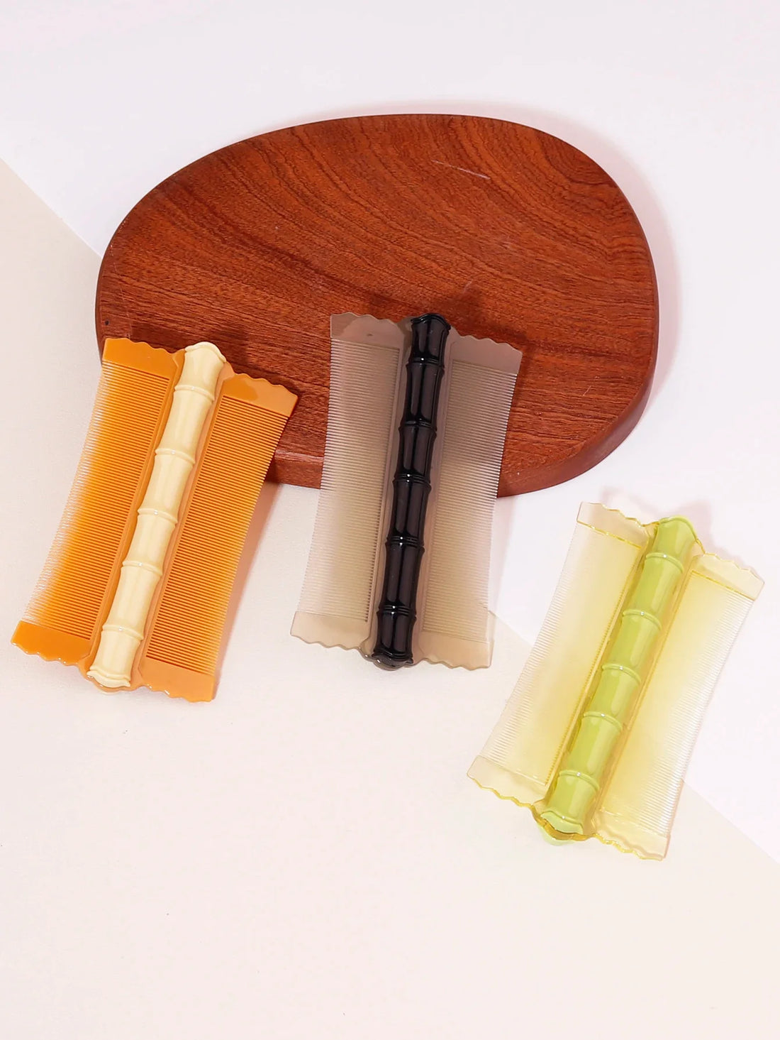1 Piece Double Sided Bamboo Teeth Comb for Head Lice Dandruff Removal Massage