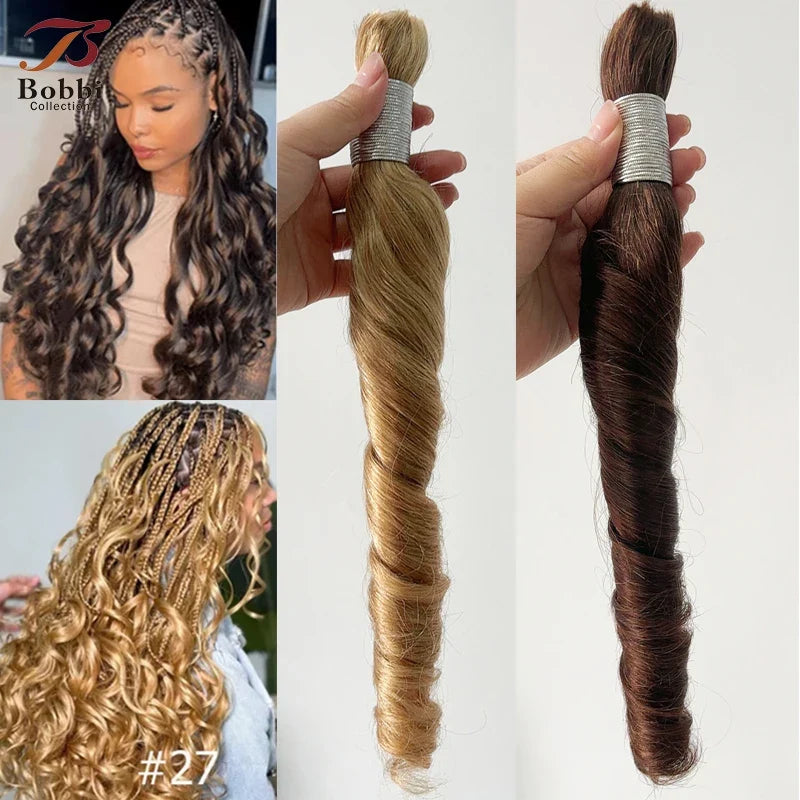 100g Indian Human Hair Bulk Loose Wave for Braiding Blonde Brown #99J #350 Bobbi Extensions