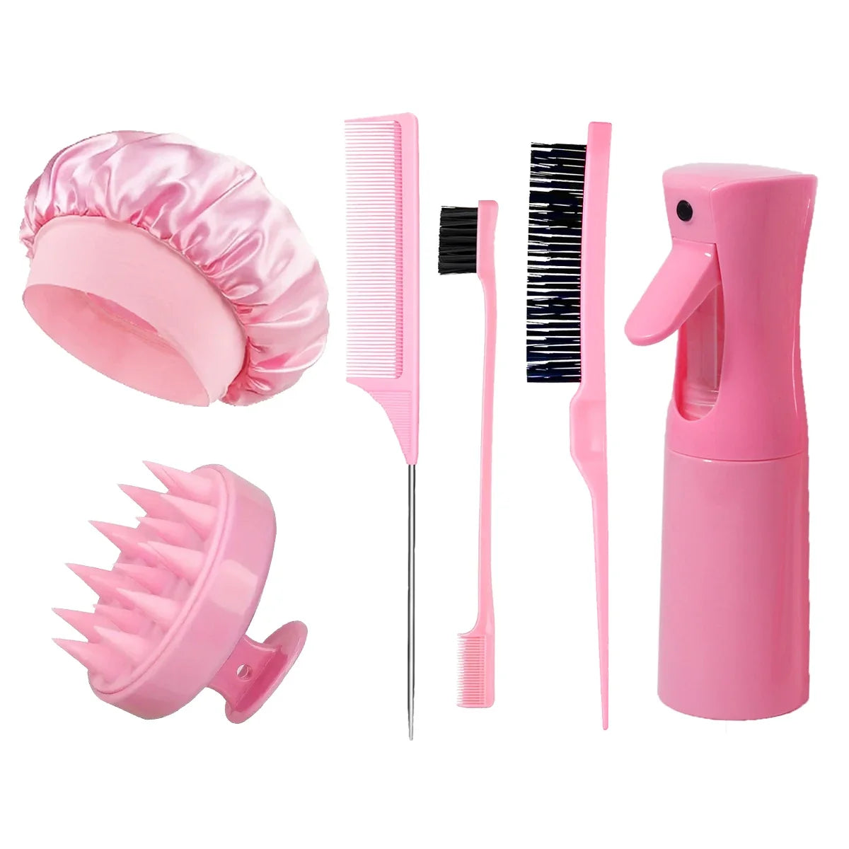 6 Piece Hair Styling Set Spray Bottle Comb Brush Caps for Wigs