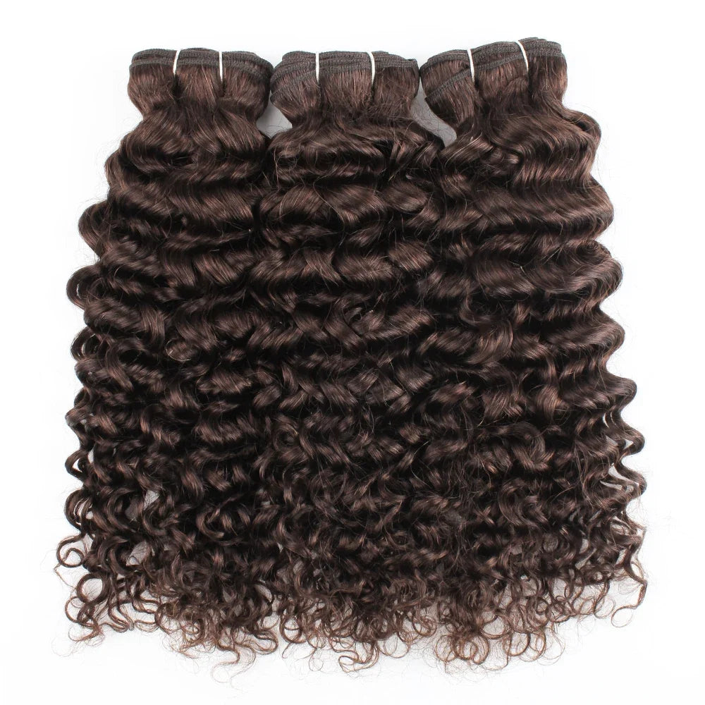Water Wave Remy Human Hair Weave 1 Bundle Brown Black 10-26 Inch