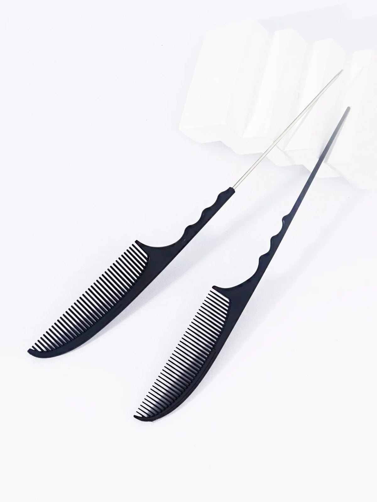 Pointed Tail Hair Comb Set Plastic 1 or 2 Pieces Curved Design