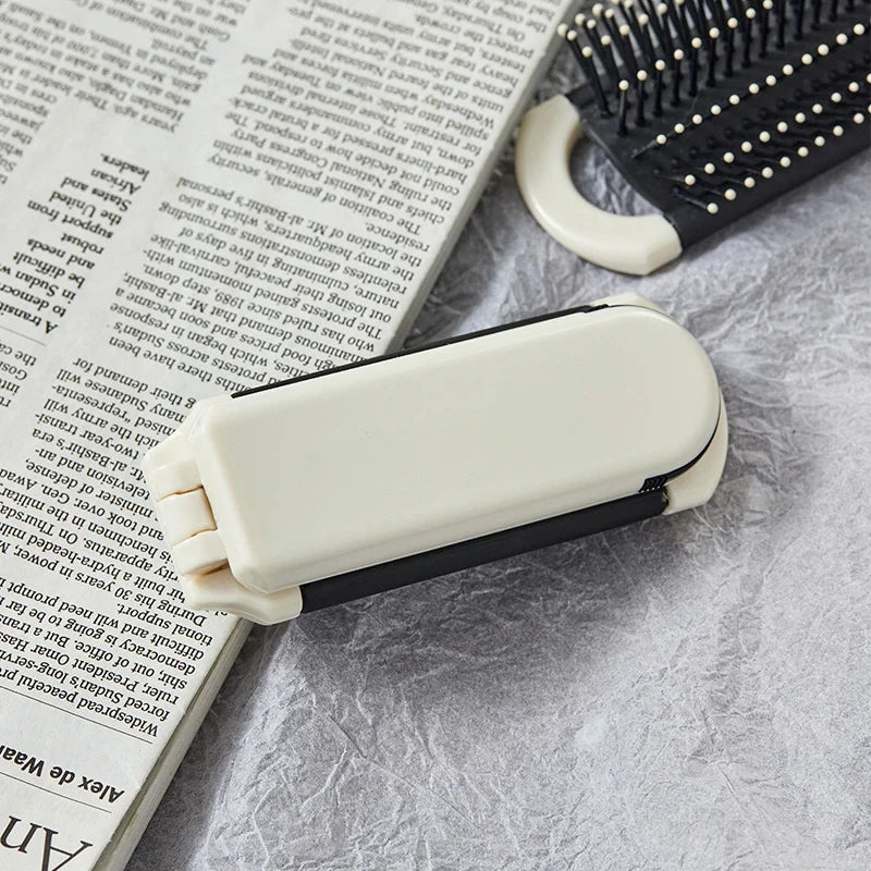 Folding Mini Comb with Mirror and Scalp Massage Portable Travel Comb
