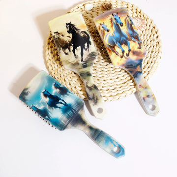 Air Cushion Massage Comb With Horse Print For Real Hair Wigs 1 Piece