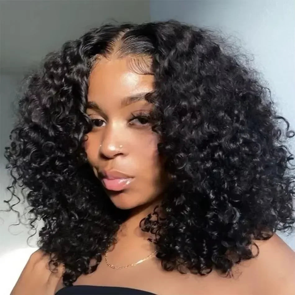 Brazilian Deep Wave Short Bob 13x4 & 4x4 HD Lace Frontal Wigs 220% Density 100% Human Hair 14-16 Inch
