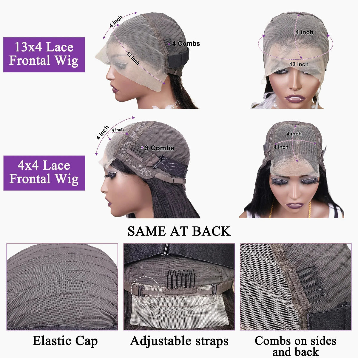 Human Hair Bob Wig 13x4 Frontal and 4x4 Lace Front Wigs Pre Plucked 200% Density