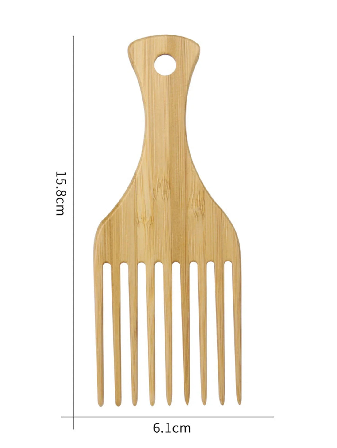 1 Piece Natural Bamboo Wood Wide Tooth Fork Comb Hair Styling Tool