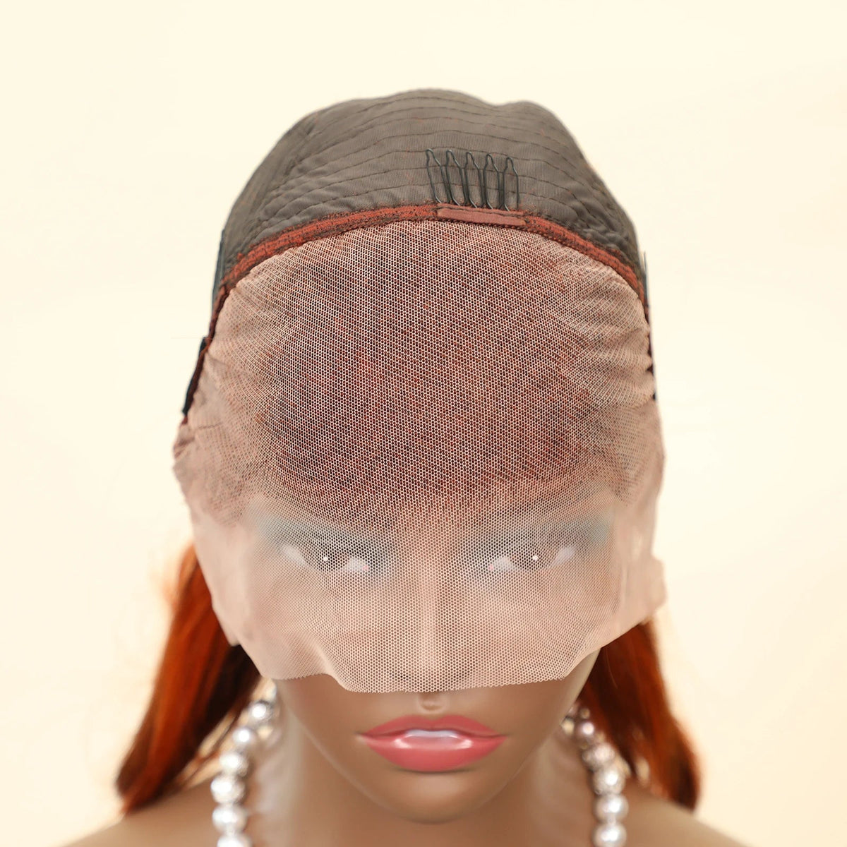 14 Inch 200% Density Brown Ginger Orange Straight Short Bob Human Hair Wig Transparent Lace Pre Plucked
