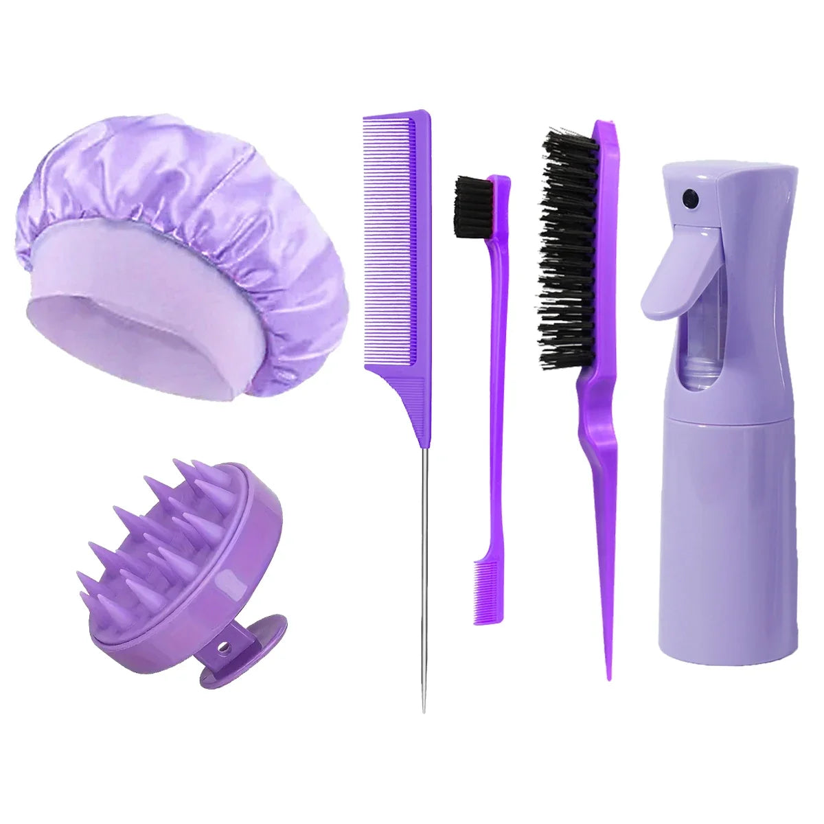 6 Piece Hair Styling Set Spray Bottle Comb Brush Caps for Wigs