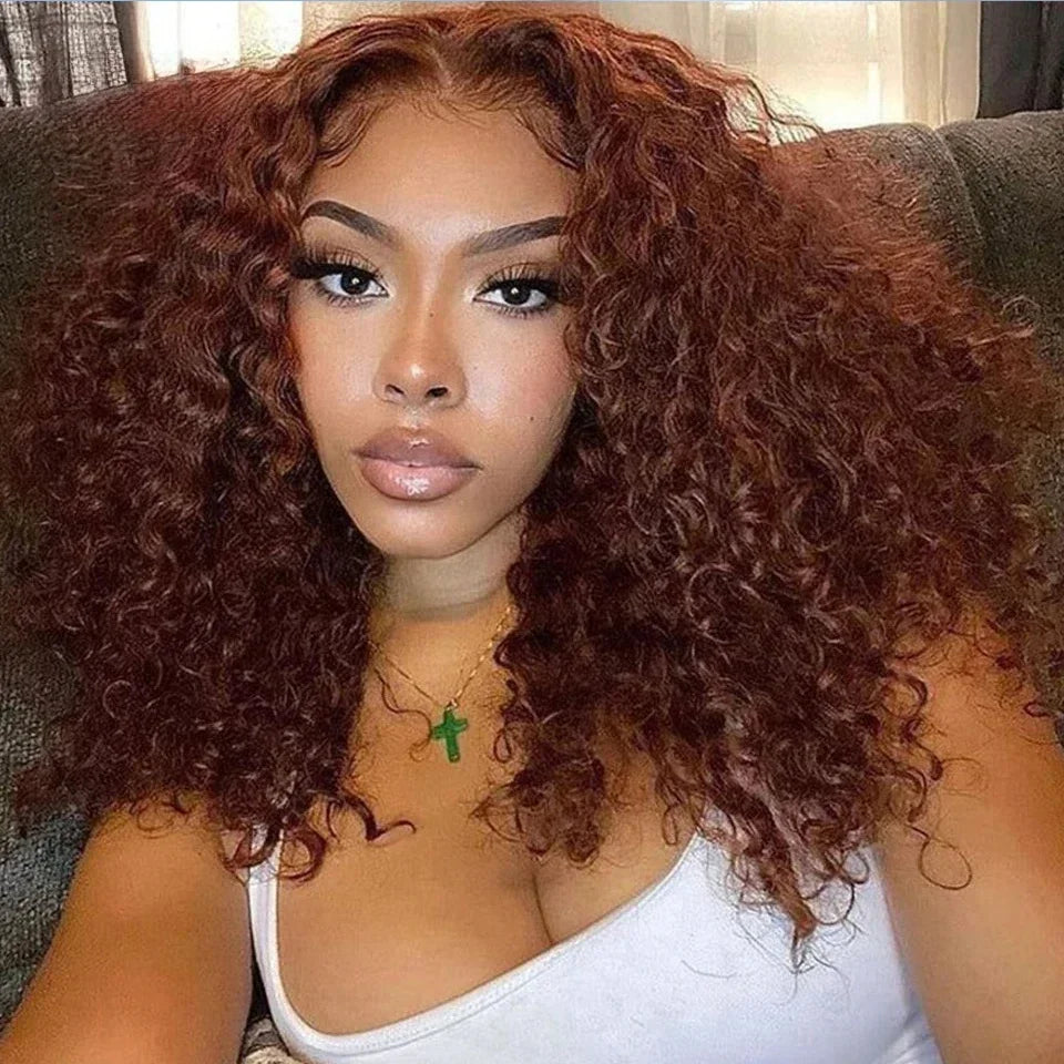 Deep Wave #4 Brown Short Bob Human Hair Wig 13x4 Transparent Lace Frontal