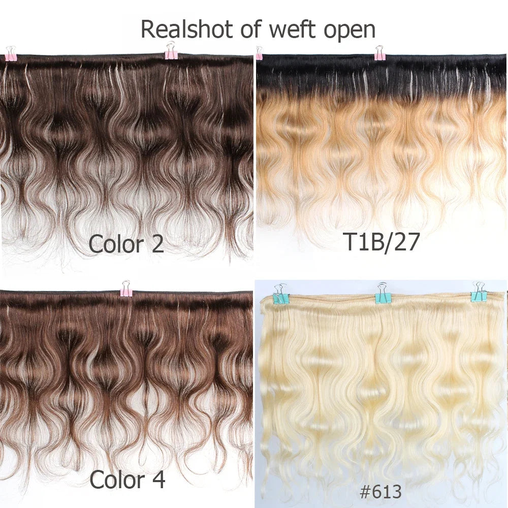 1 Bundle 100% Remy Indian Human Hair Body Wave Weave Ombre Blonde #613 Extensions 10-26 Inch Bobbi Collection