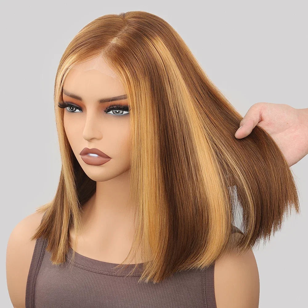Vietnamese Bone Straight 5x5 Lace Front Glueless Short Bob Wig Human Hair