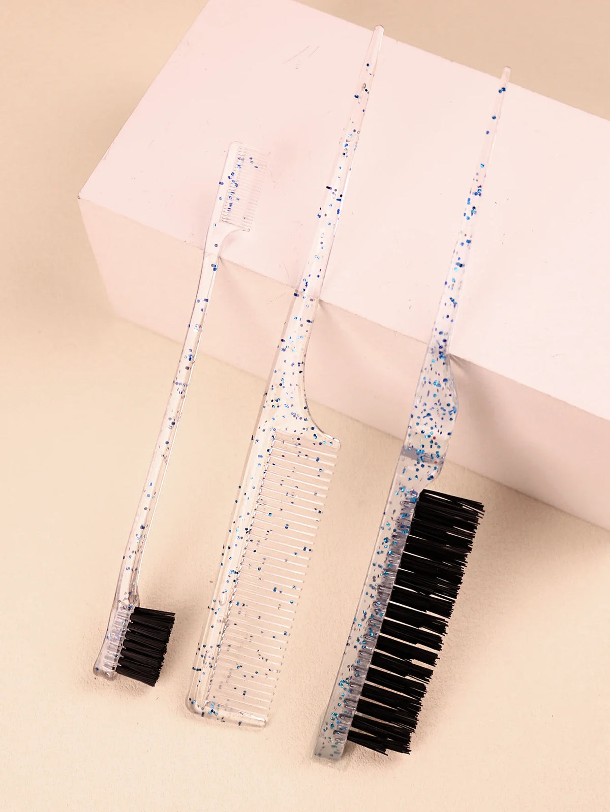 3Pc Hair Brush Comb Set Loop Brushes Plastic Material