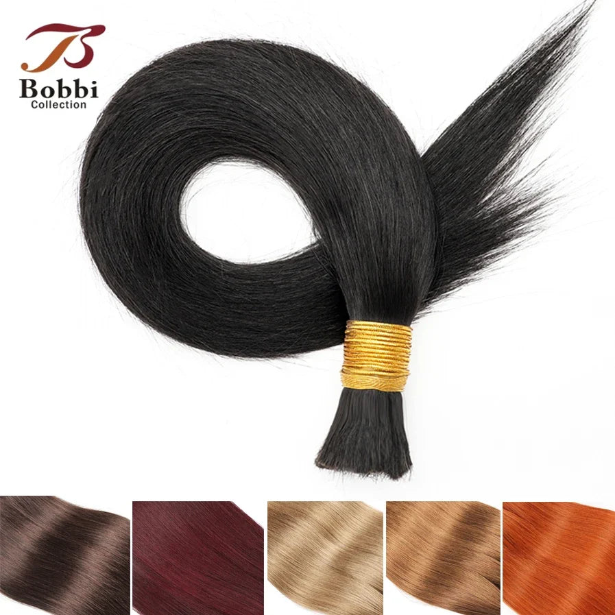 100% Human Indian Hair Bulk for Braiding Straight Natural Black Brown Burgundy Blonde Ginger Bobbi