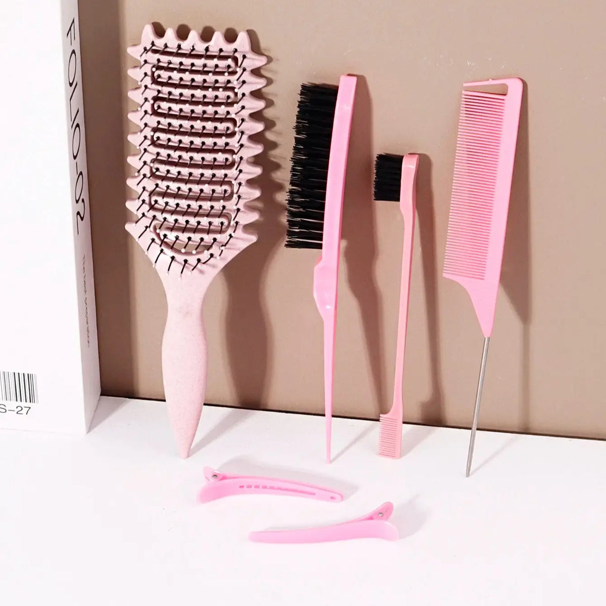 6 Piece Plastic Hair Styling Loop Brush Set for Curly Hair and Wigs