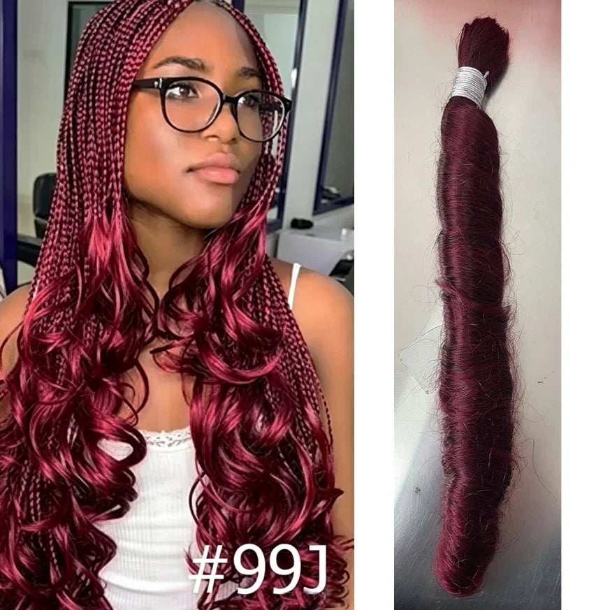 100g Indian Human Hair Bulk Loose Wave for Braiding Blonde Brown #99J #350 Bobbi Extensions