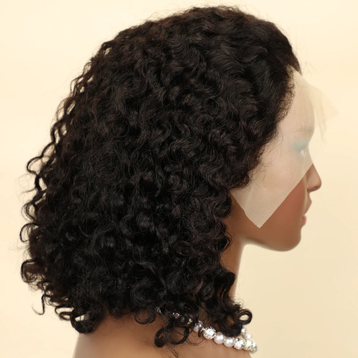Water Wave 13x4 Transparent Lace Front Bob Wig 200% Density Brazilian Human Hair Short Wig