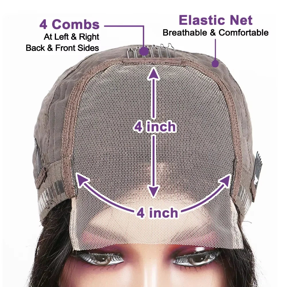 Straight Short Bob 13x4 & 4x4 Human Hair Lace Frontal Wigs 200% Density Remy Transparent Lace Pre-Plucked