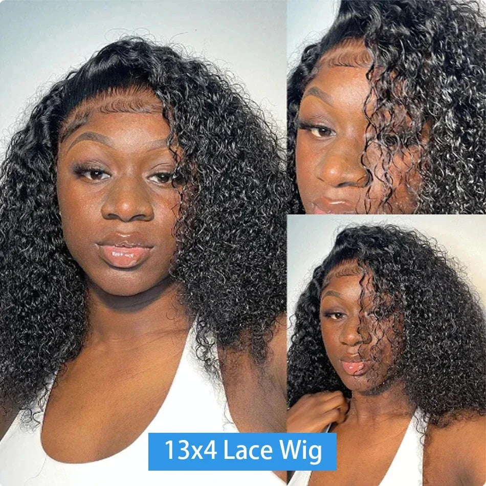 Brazilian Deep Wave Short Bob 13x4 & 4x4 HD Lace Frontal Wigs 220% Density 100% Human Hair 14-16 Inch