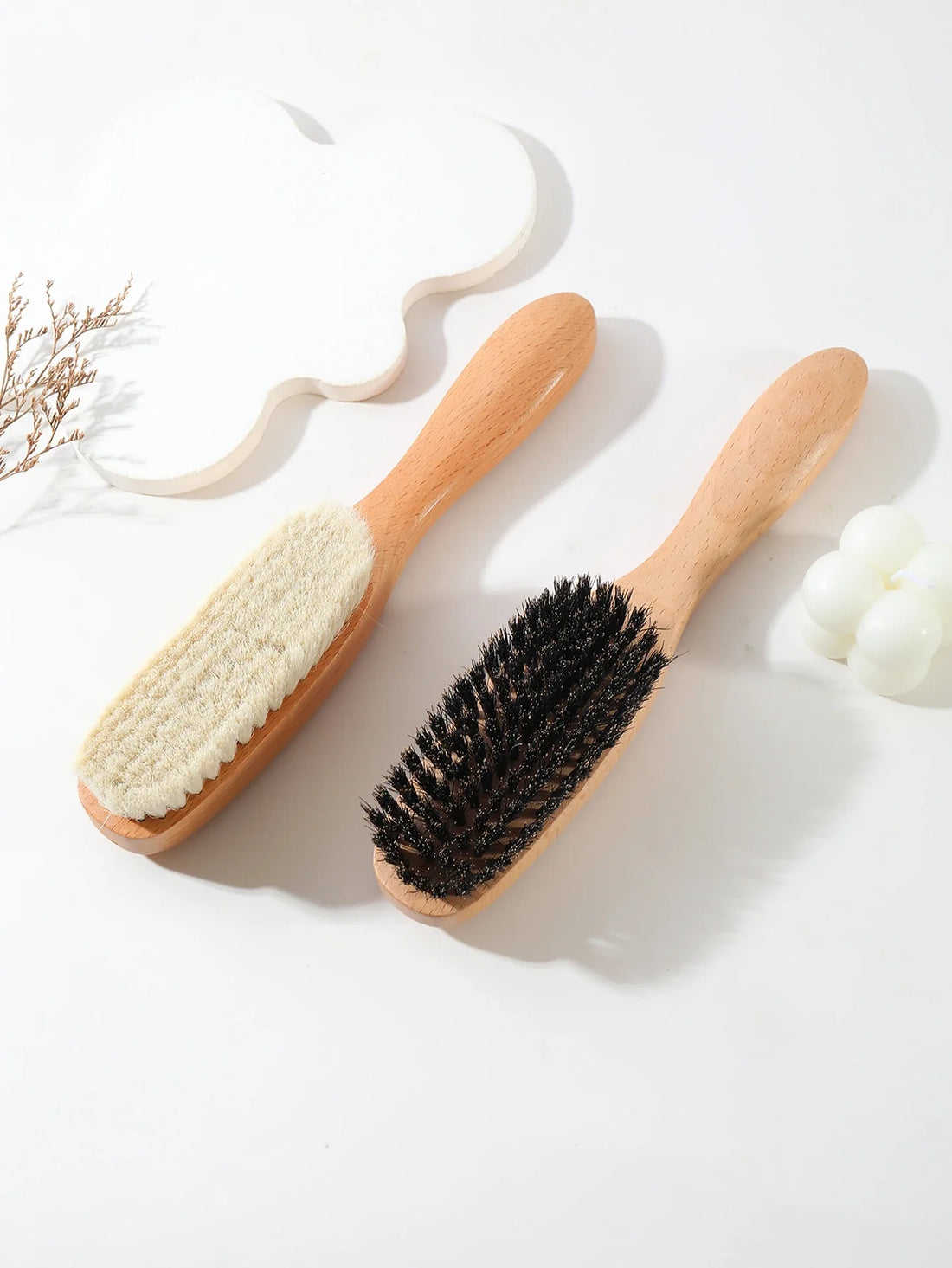 Wooden Hair Brush Soft Wool and Bristle Loop Brush 1 Piece