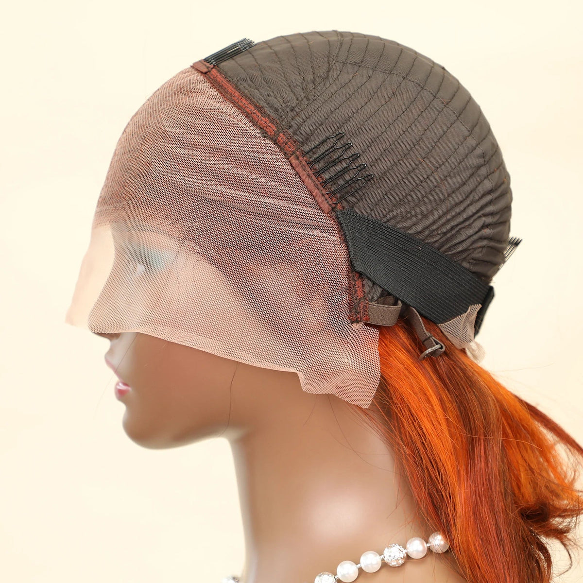14 Inch 200% Density Brown Ginger Orange Straight Short Bob Human Hair Wig Transparent Lace Pre Plucked