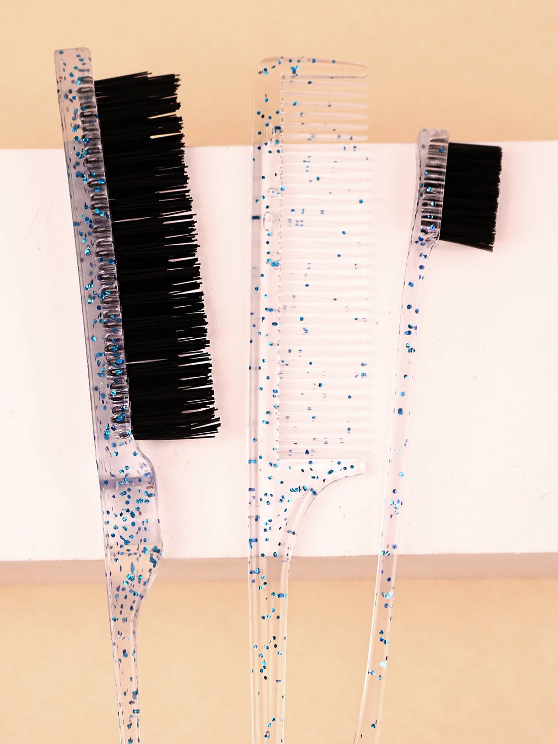 3Pc Hair Brush Comb Set Loop Brushes Plastic Material