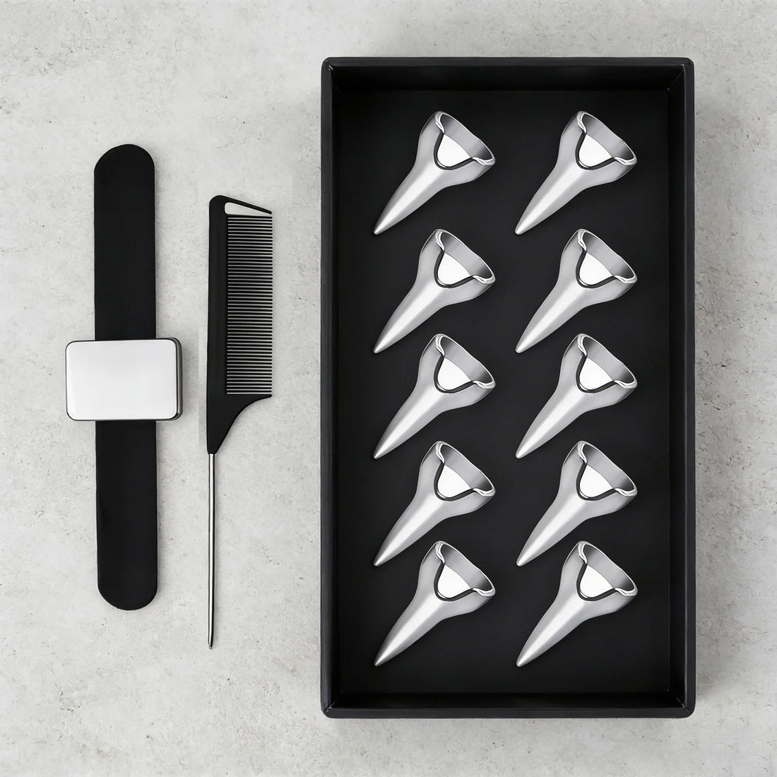 12 Piece Styling Tool Set with Hooked Tail Comb and Silicone Magnetic Wristband