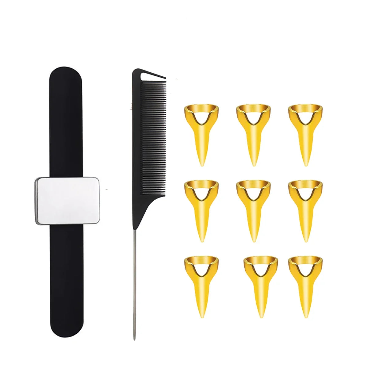 11 Piece Anti Static Pointed Comb Magnetic Wristband Salon Styling Tool Set