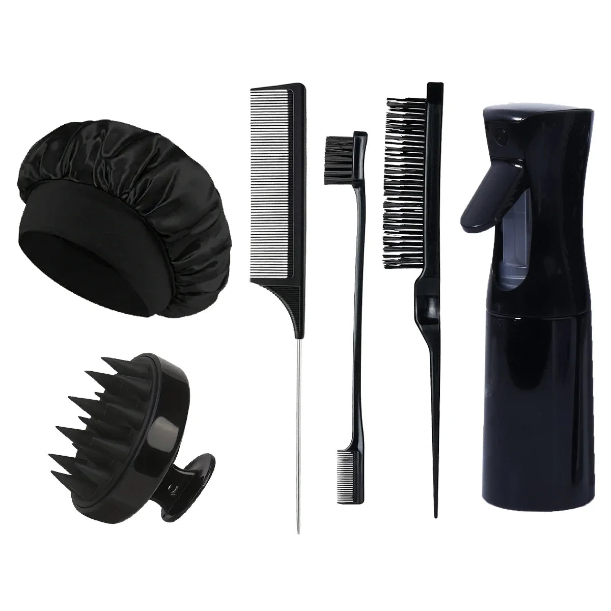 6 Piece Hair Styling Set Spray Bottle Comb Brush Caps for Wigs