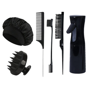 6 Piece Hair Styling Set Spray Bottle Comb Brush Caps for Wigs
