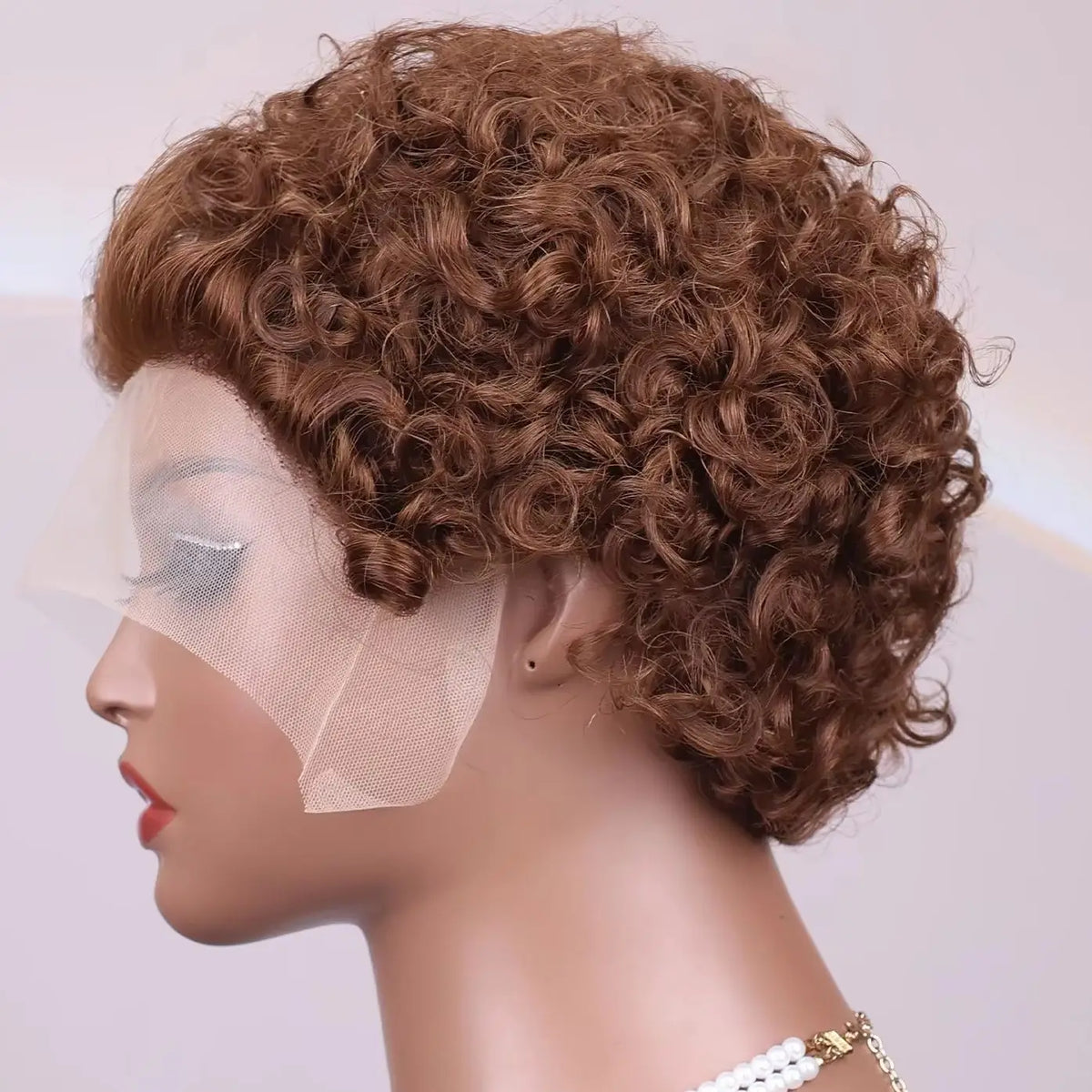 Curly Pixie Cut 13x1 Transparent Lace Frontal 100% Brazilian Human Hair Wig 99J Burgundy for Women