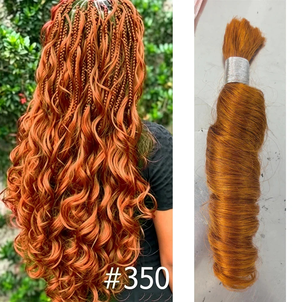 100g Indian Human Hair Bulk Loose Wave for Braiding Blonde Brown #99J #350 Bobbi Extensions
