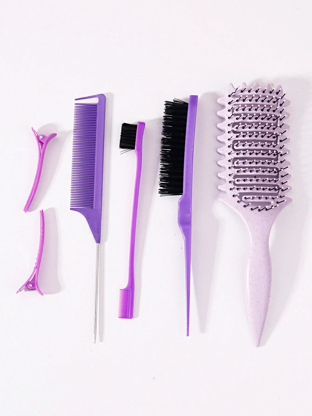 6 Piece Plastic Hair Styling Loop Brush Set for Curly Hair and Wigs