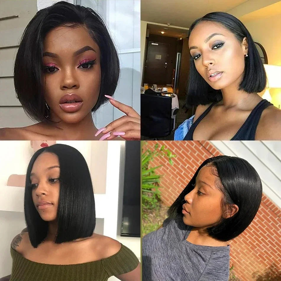 Human Hair Bob Wig 13x4 Frontal and 4x4 Lace Front Wigs Pre Plucked 200% Density