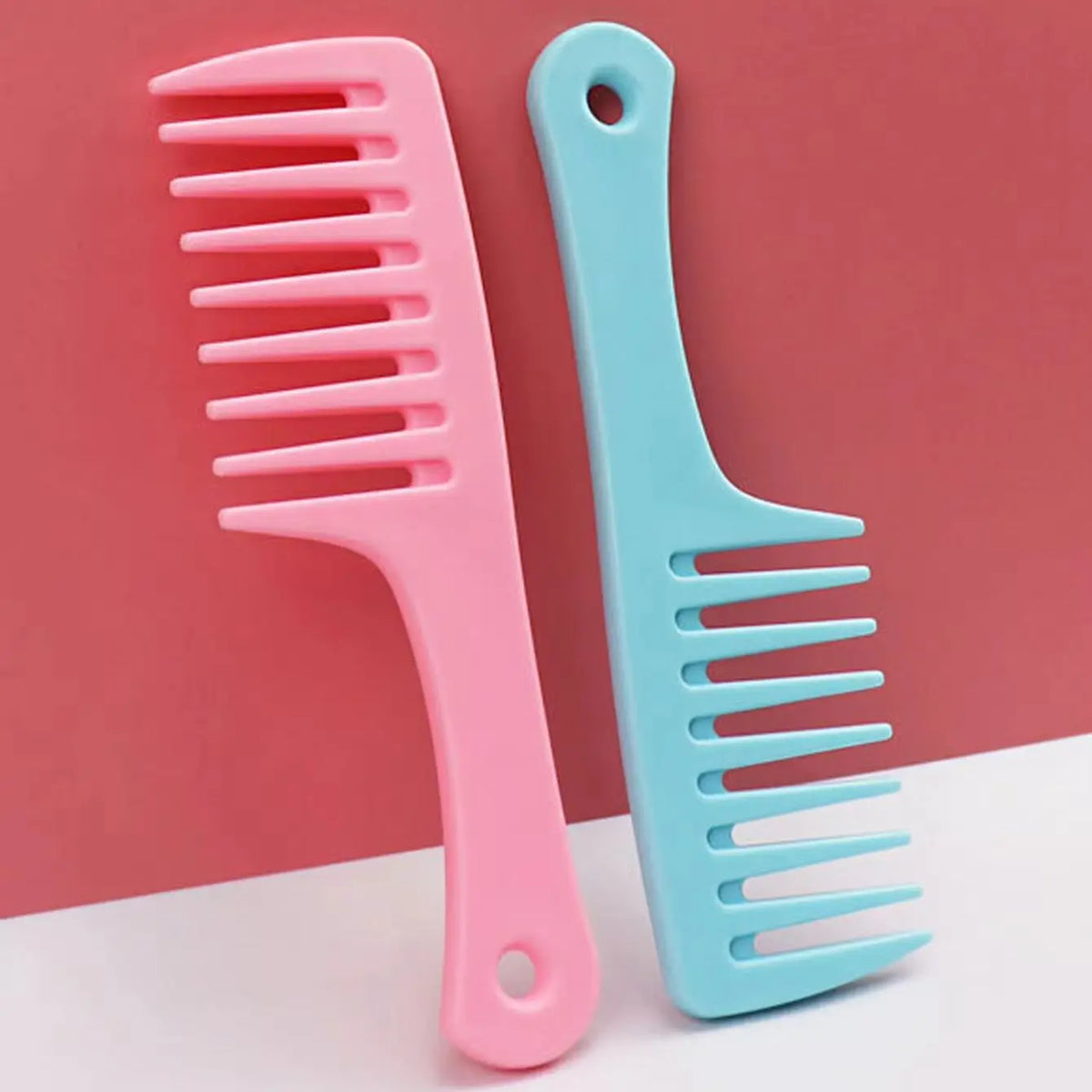 Wide Tooth Handle Comb Set 1 to 4 Pieces ABS Plastic