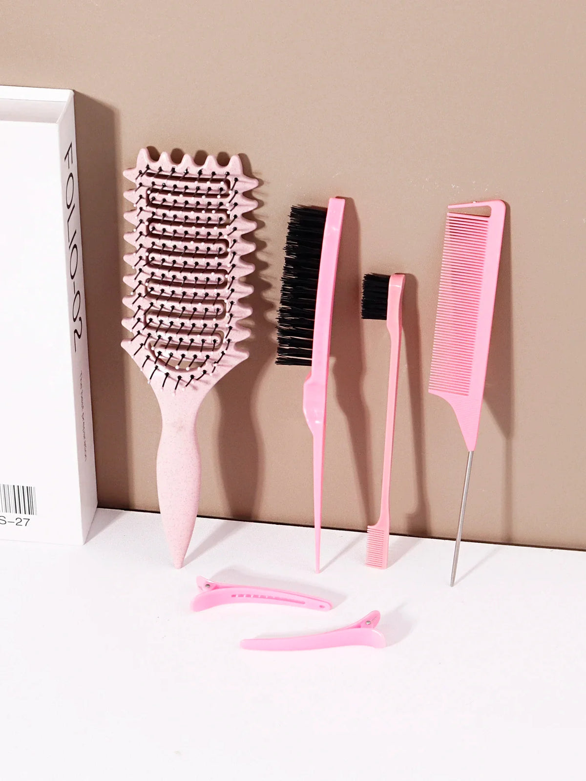6 Piece Plastic Hair Styling Loop Brush Set for Curly Hair and Wigs