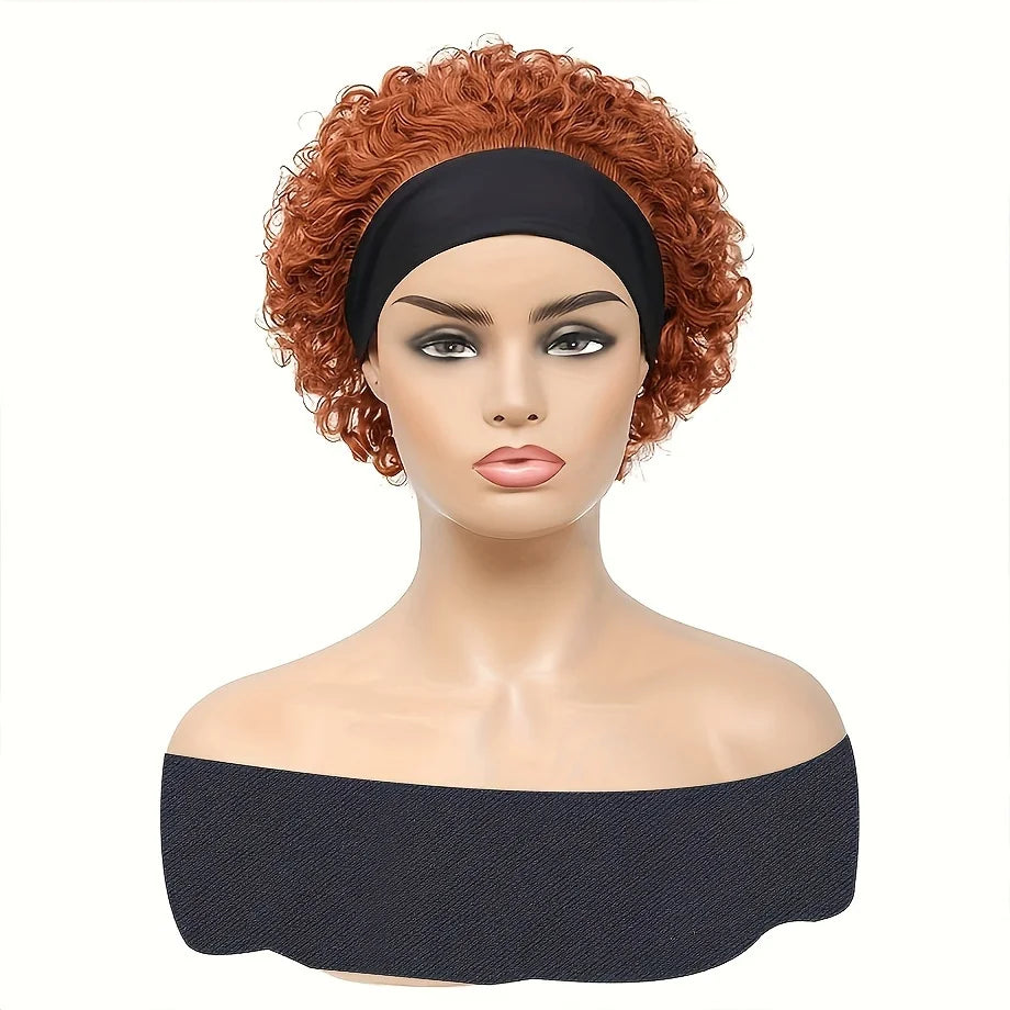 Water Wave Short Curly Pixie Headband Wig Brazilian Remy Human Hair