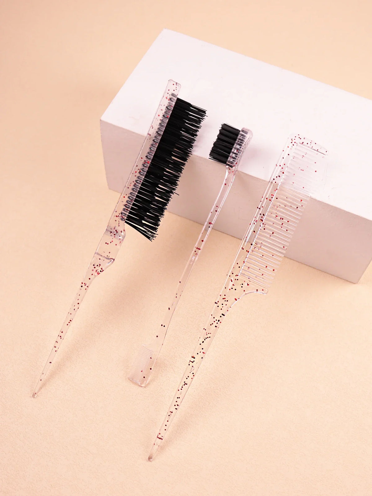 3Pc Hair Brush Comb Set Loop Brushes Plastic Material