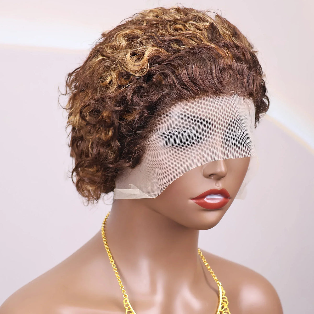 4/27 Transparent Lace Front Short Kinky Curly Brazilian Human Hair Wig